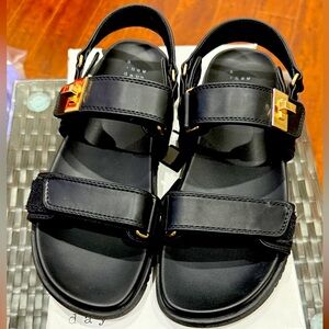 a new day Black Sandals with Gold Buckles